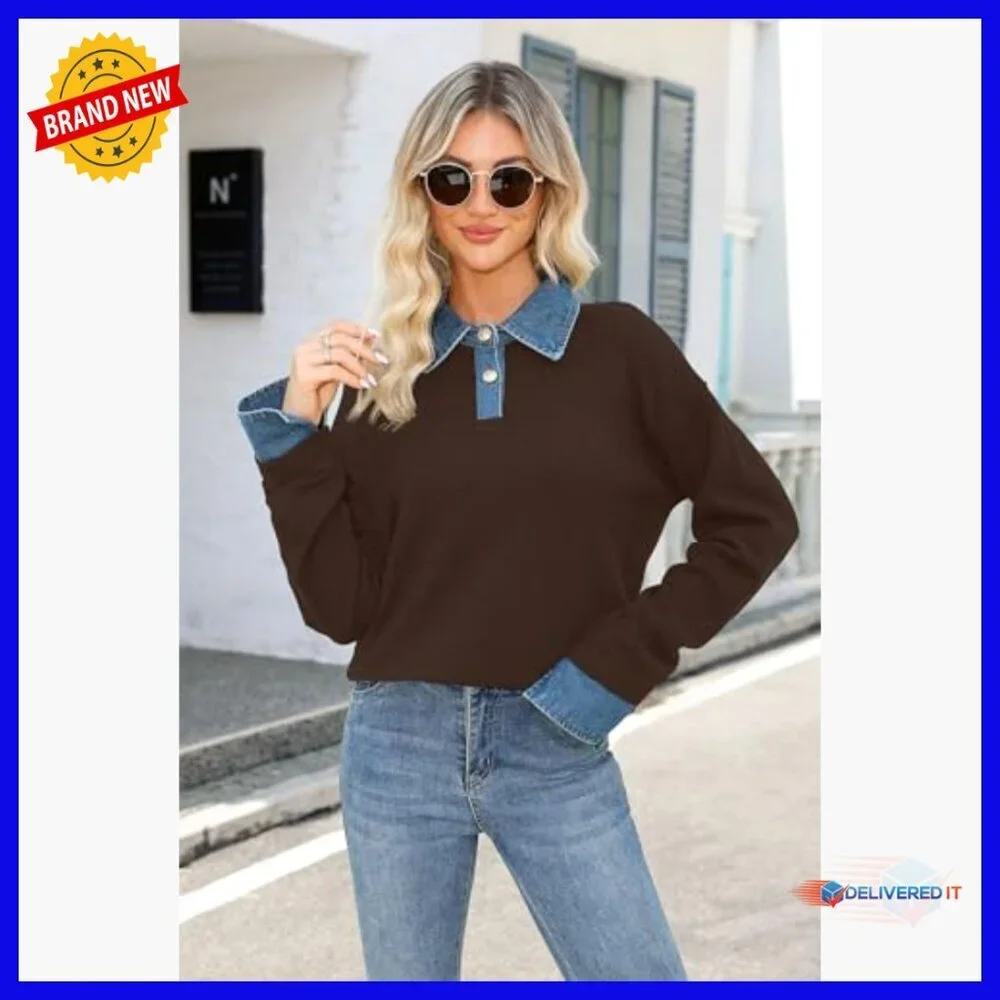 Oversized Chunky Mock Turtleneck Pullover Sweater Long Sleeve V-Neck